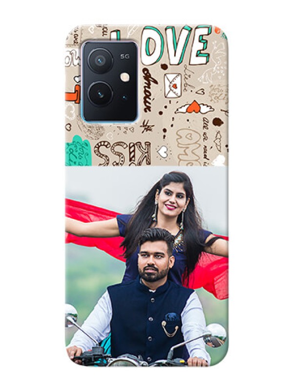 Custom iQOO Z6 5G Personalised mobile covers: Love Doodle Pattern 