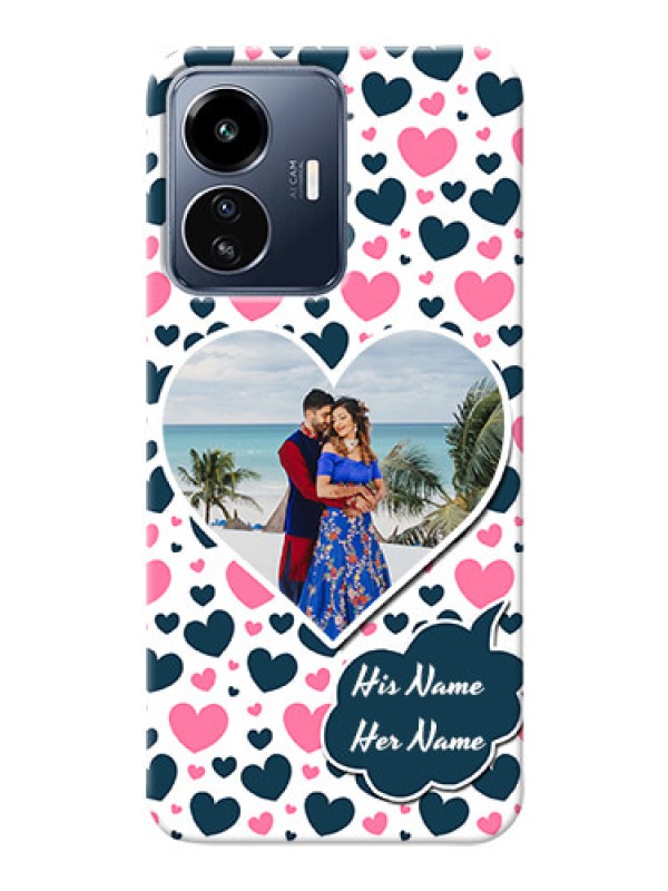 Custom iQOO Z6 Lite 5G Mobile Covers Online: Pink & Blue Heart Design