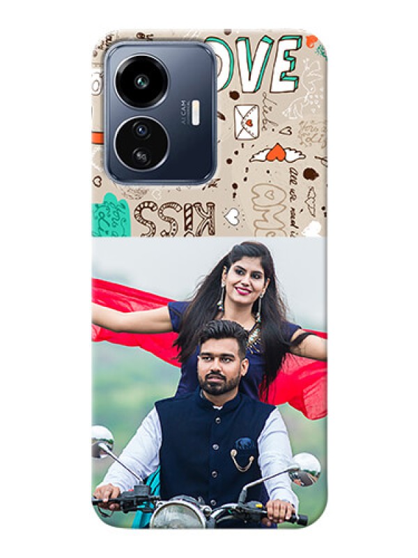 Custom iQOO Z6 Lite 5G Personalised mobile covers: Love Doodle Pattern 