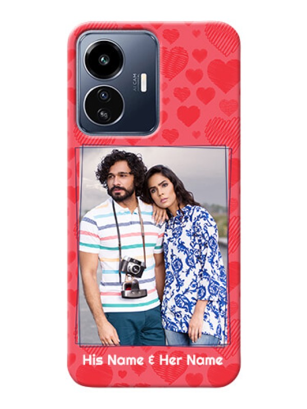 Custom iQOO Z6 Lite 5G Mobile Back Covers: with Red Heart Symbols Design