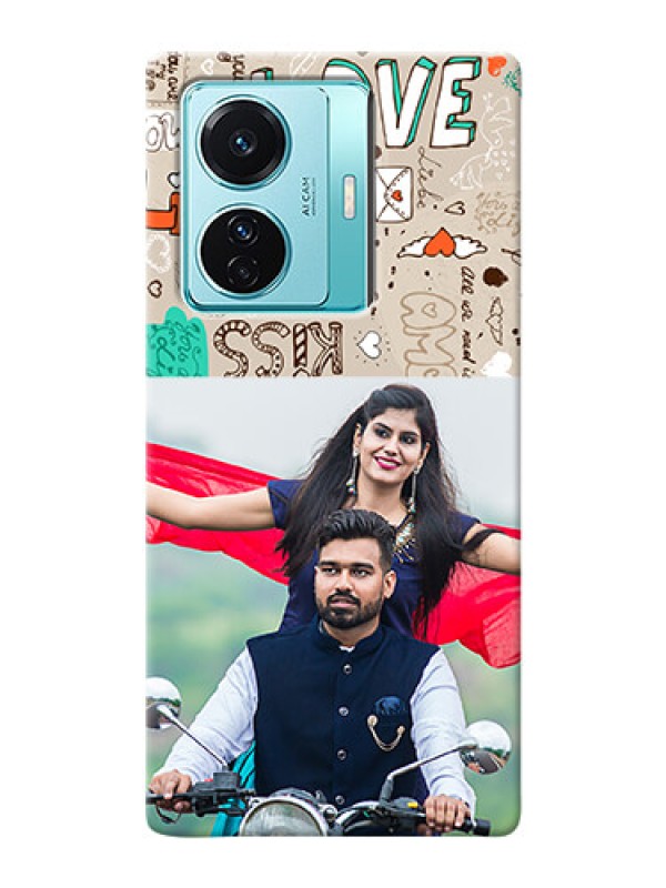 Custom iQOO Z6 Pro 5G Personalised mobile covers: Love Doodle Pattern 