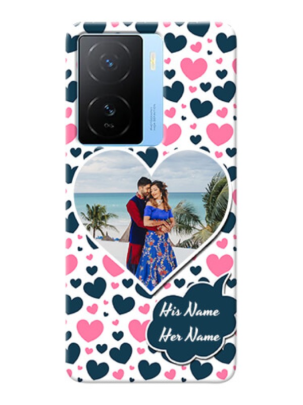 Custom iQOO Z7 5G Mobile Covers Online: Pink & Blue Heart Design