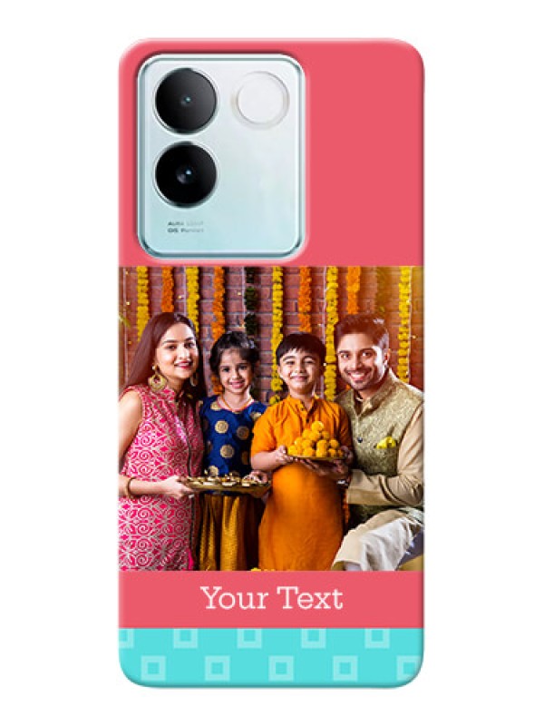 Custom iQOO Z7 Pro 5G Mobile Back Covers: Peach & Blue Color Design