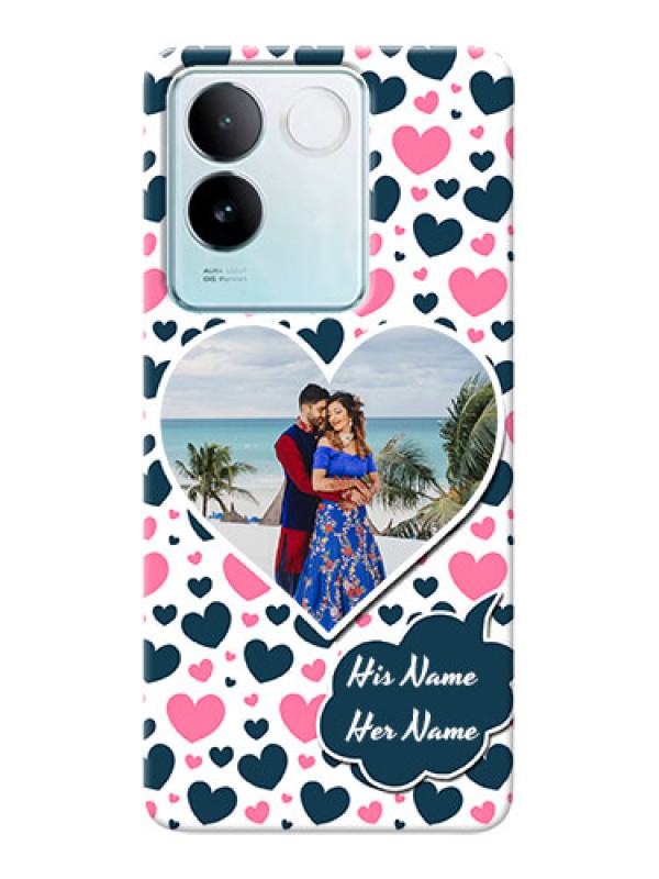 Custom iQOO Z7 Pro 5G Mobile Covers Online: Pink & Blue Heart Design