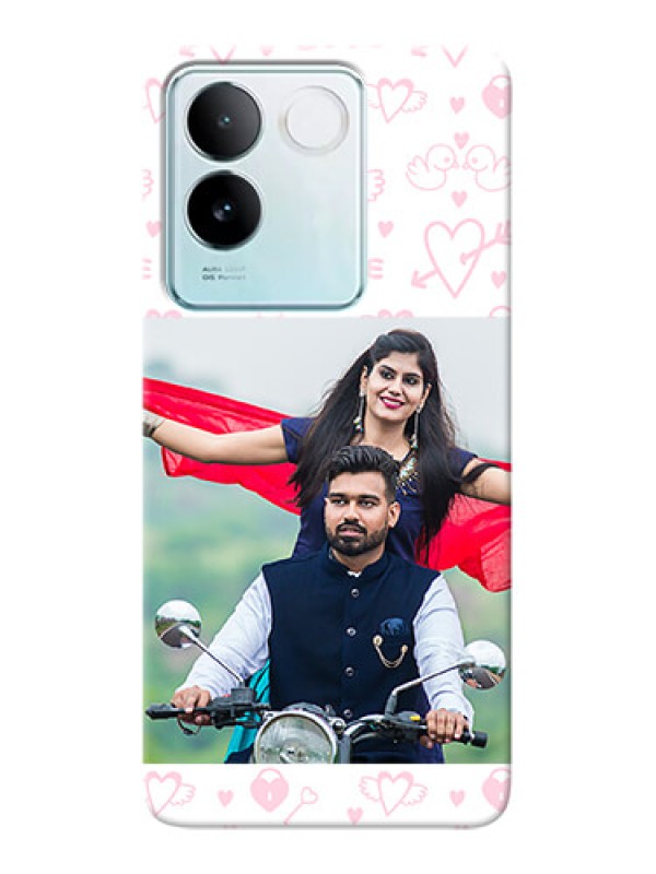 Custom iQOO Z7 Pro 5G personalized phone covers: Pink Flying Heart Design