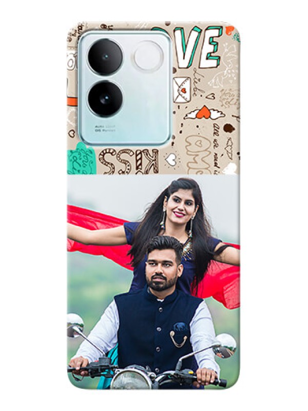Custom iQOO Z7 Pro 5G Personalised mobile covers: Love Doodle Pattern