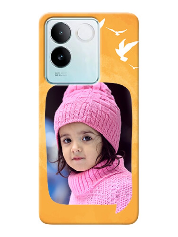Custom iQOO Z7 Pro 5G Phone Covers: Water Color Design with Bird Icons