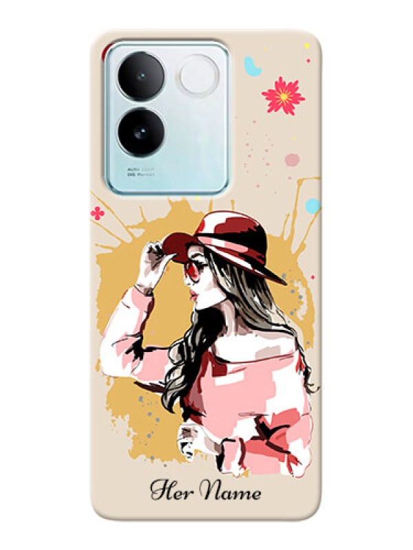 Custom iQOO Z7 Pro 5G Photo Printing on Case with Women with pink hat Design