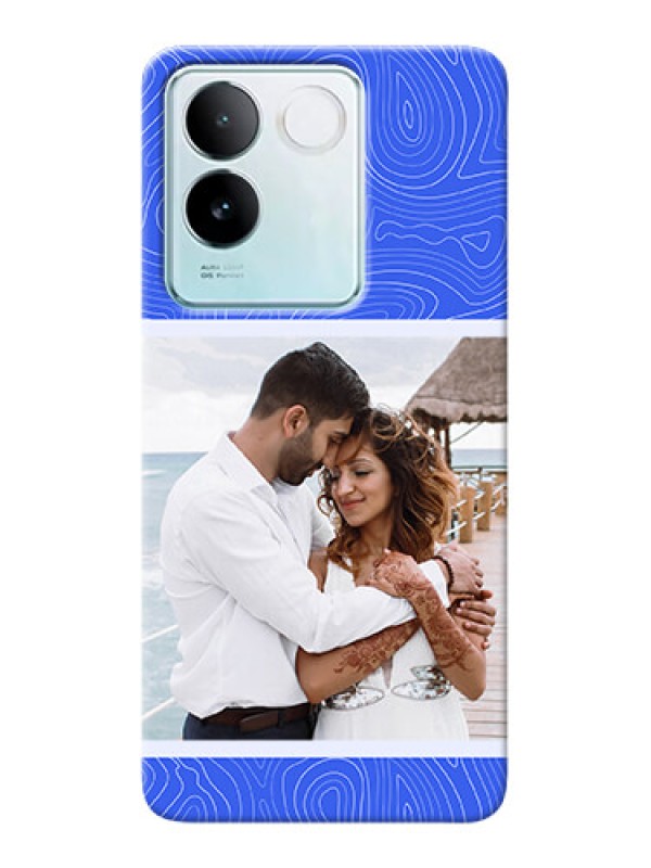 Custom iQOO Z7 Pro 5G Custom Mobile Case with Curved line art with blue and white Design