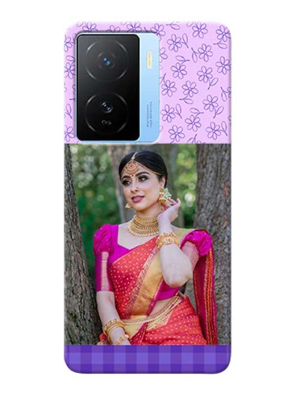 Custom iQOO Z7s 5G Mobile Cases: Purple Floral Design