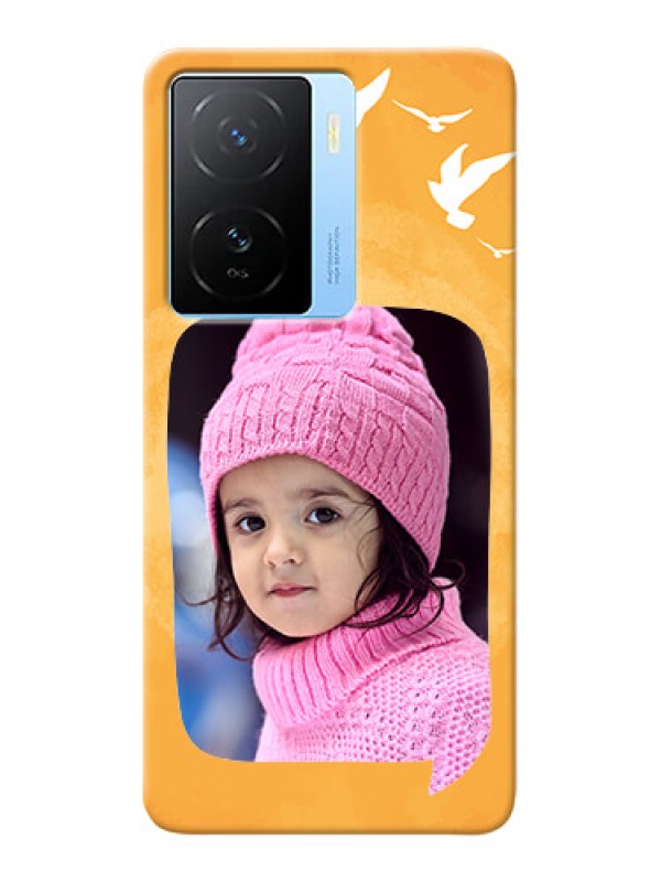 Custom iQOO Z7s 5G Phone Covers: Water Color Design with Bird Icons