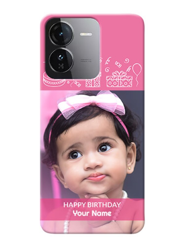 Custom iQOO Z9 5G Custom Mobile Cover with Birthday Line Art Design