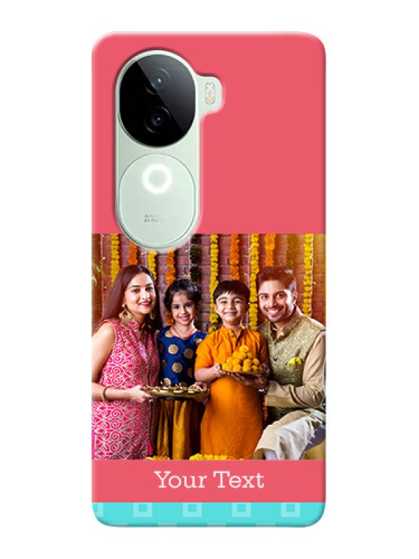 Custom iQOO Z9s 5G Mobile Back Covers: Peach And Blue Color Design