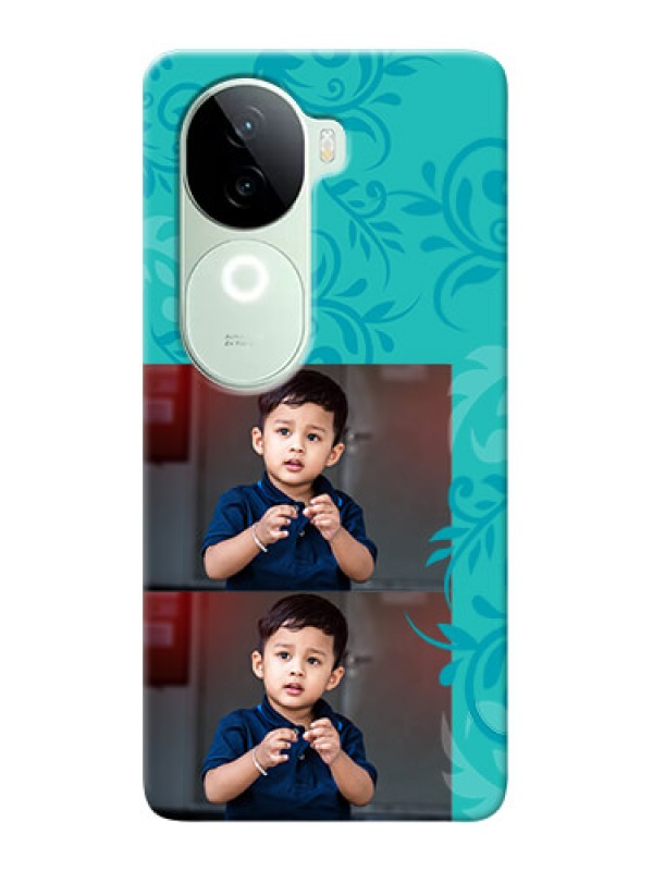 Custom iQOO Z9s 5G Mobile Cases with Photo and Green Floral Design