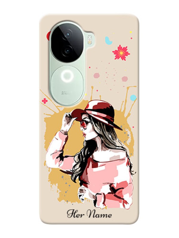 Custom iQOO Z9s 5G Photo Printing on Case with Women with pink hat Design
