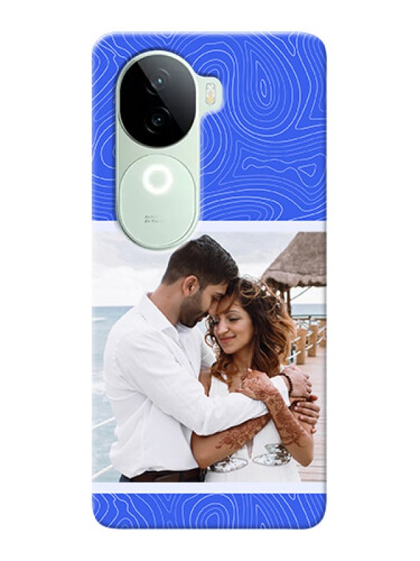 Custom iQOO Z9s 5G Custom Mobile Case with Curved line art with blue and white Design