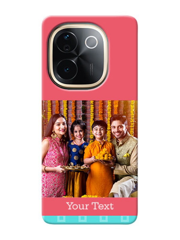 Custom iQOO Z9s Pro 5G Mobile Back Covers: Peach And Blue Color Design