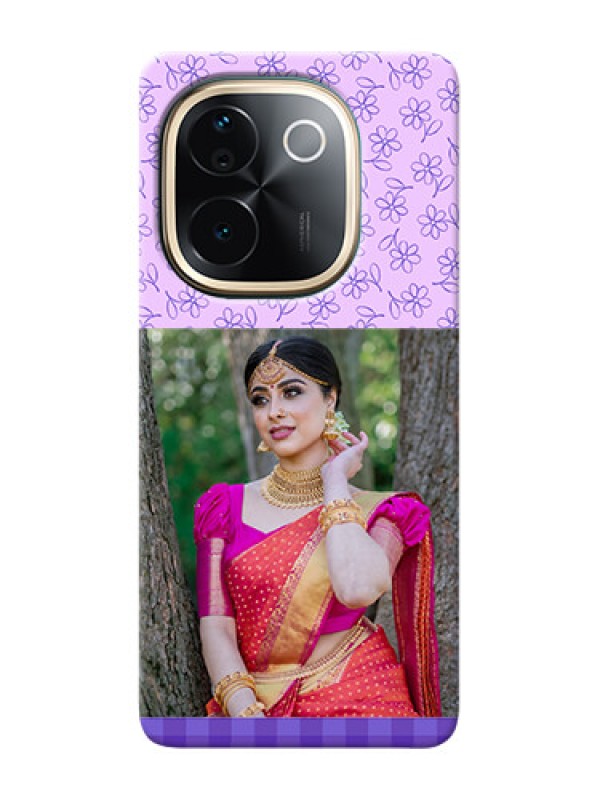 Custom iQOO Z9s Pro 5G Mobile Cases: Purple Floral Design