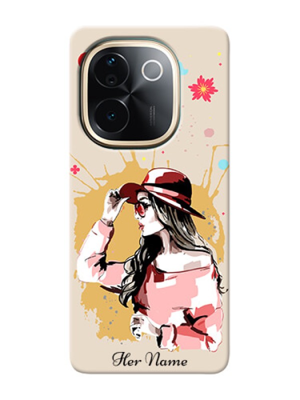 Custom iQOO Z9s Pro 5G Photo Printing on Case with Women with pink hat Design