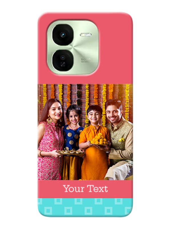 Custom iQOO Z9X 5G Mobile Back Covers: Peach And Blue Color Design