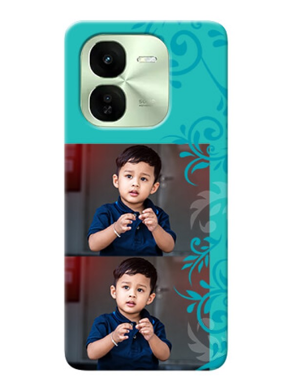 Custom iQOO Z9X 5G Mobile Cases with Photo and Green Floral Design