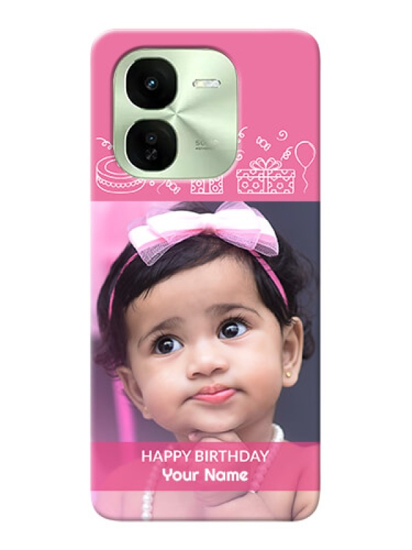 Custom iQOO Z9X 5G Custom Mobile Cover with Birthday Line Art Design