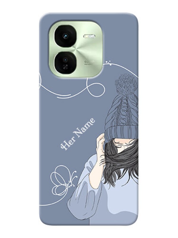 Custom iQOO Z9X 5G Custom Mobile Case with Girl in winter outfit Design