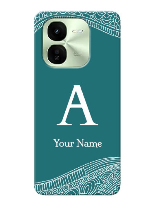 Custom iQOO Z9X 5G Personalized Phone Case with line art pattern with custom name Design