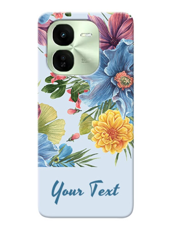 Custom iQOO Z9X 5G Custom Mobile Case with Stunning Watercolored Flowers Painting Design