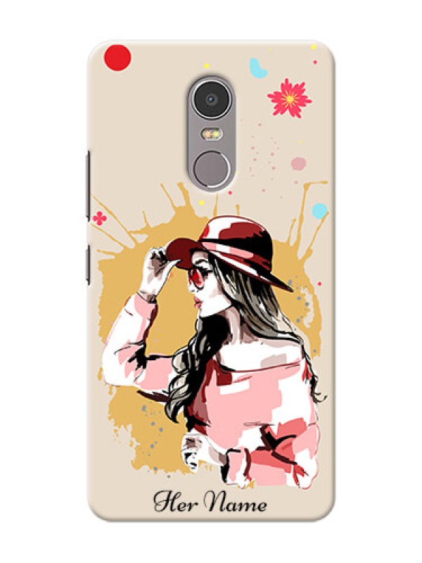 Custom Lenovo K6 Note Back Covers: Women with pink hat Design