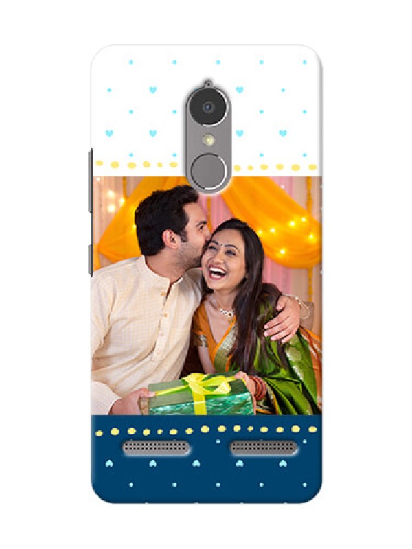 Custom Lenovo Vibe K6 Power White And Blue Abstract Mobile Case Design