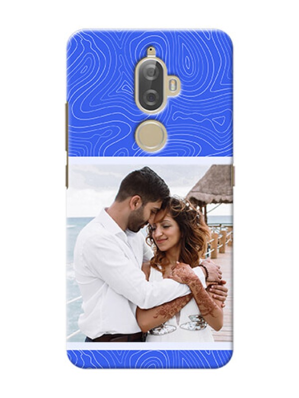 Custom Lenovo K8 Plus Mobile Back Covers: Curved line art with blue and white Design