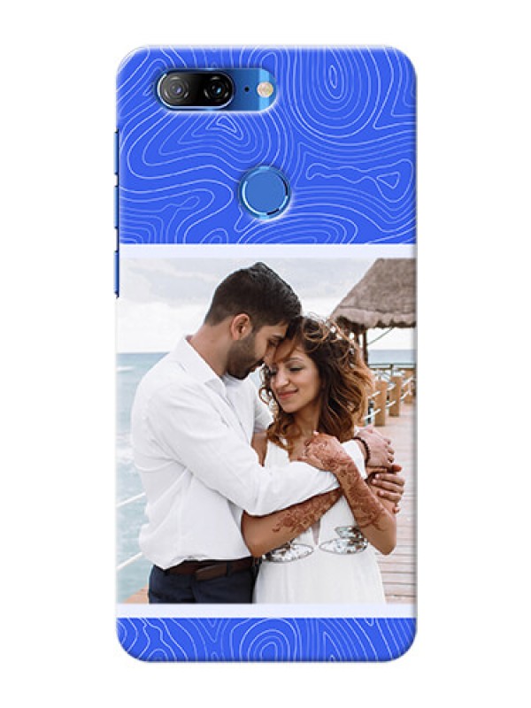 Custom Lenovo K9 Mobile Back Covers: Curved line art with blue and white Design