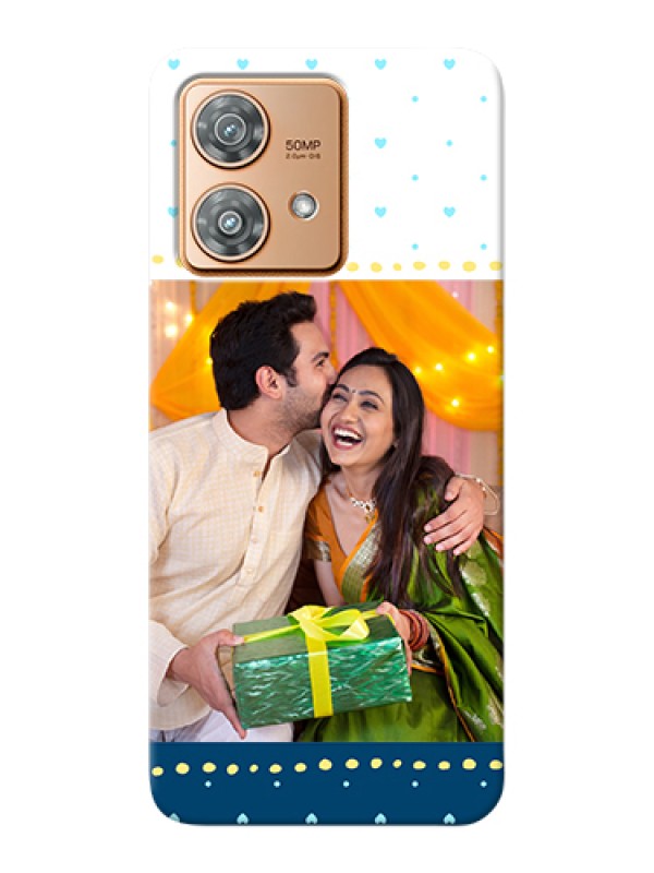 Custom Motorola Edge 40 Neo Custom Hard Phone Case - White And Blue Abstract Design