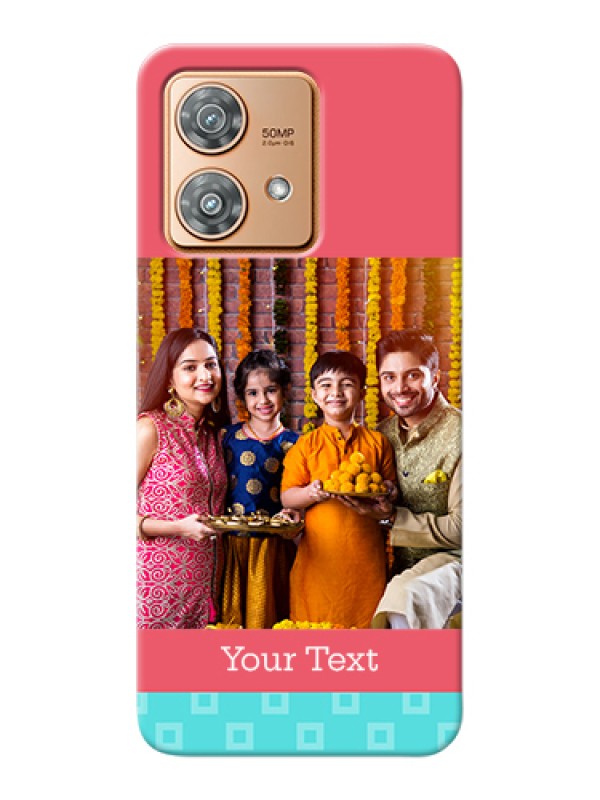 Custom Motorola Edge 40 Neo Custom Hard Phone Case - Peach & Blue Color Design