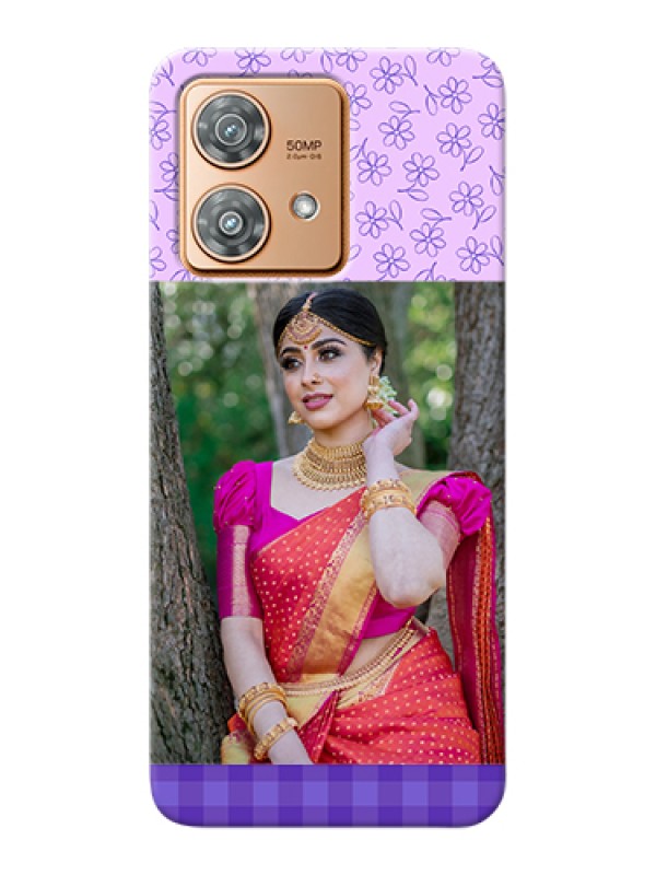 Custom Motorola Edge 40 Neo Custom Hard Phone Case - Purple Floral Design