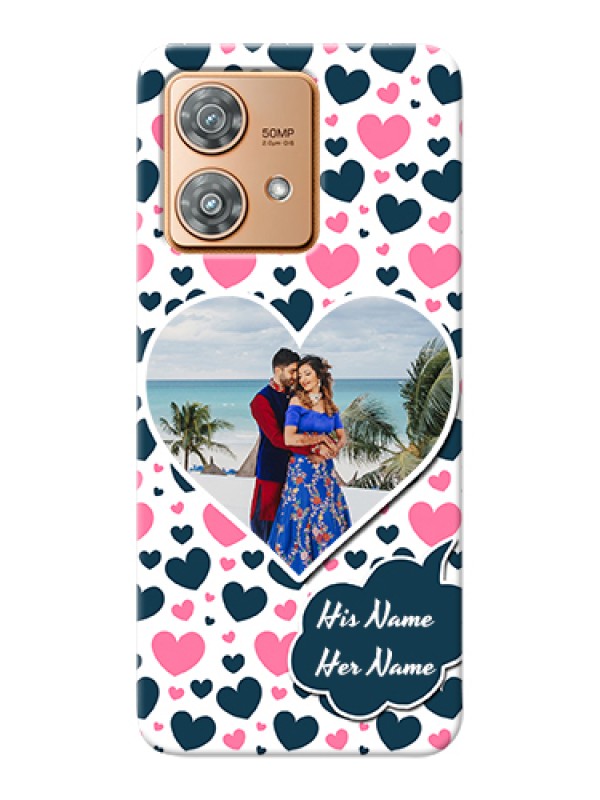 Custom Motorola Edge 40 Neo Custom Hard Phone Case - Pink & Blue Heart Design