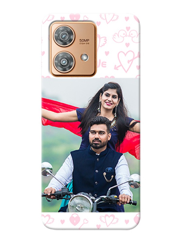 Custom Motorola Edge 40 Neo Custom Hard Phone Case - Pink Flying Heart Design