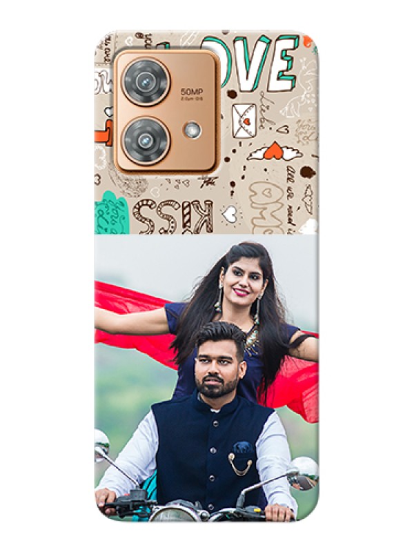 Custom Motorola Edge 40 Neo Custom Hard Phone Case - Love Doodle Pattern