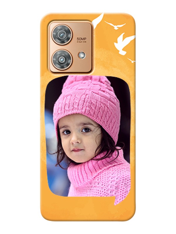 Custom Motorola Edge 40 Neo Custom Hard Phone Case - Water Color Design With Bird Icons