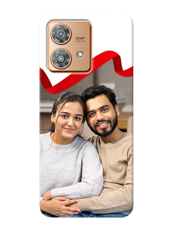 Custom Motorola Edge 40 Neo Custom Hard Phone Case - Red Ribbon Frame Design