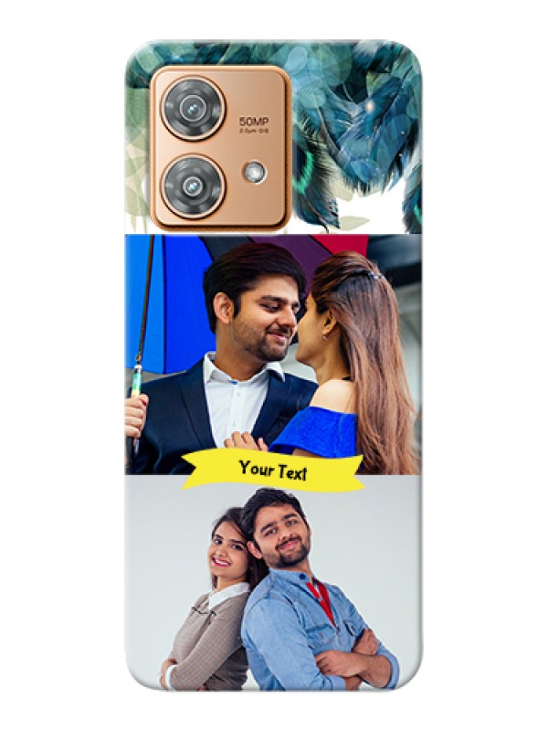 Custom Motorola Edge 40 Neo Custom Hard Phone Case - Image With Boho Peacock Feather Design