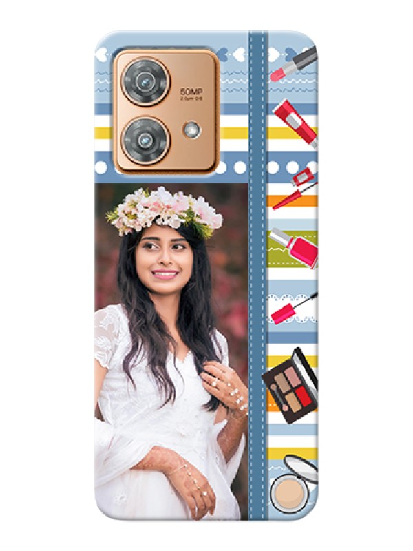 Custom Motorola Edge 40 Neo Custom Hard Phone Case - Makeup Icons Design