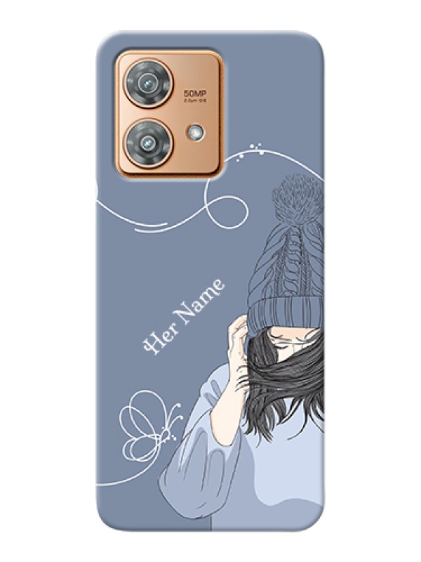 Custom Motorola Edge 40 Neo Custom Hard Phone Case - Girl In Winter Outfit Design