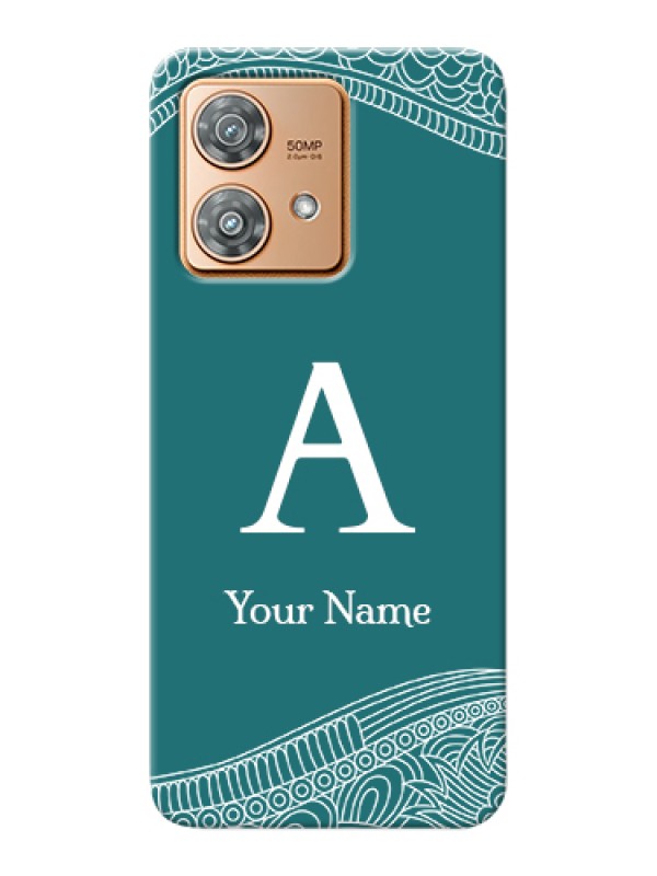 Custom Motorola Edge 40 Neo Custom Hard Phone Case - Line Art Pattern With Custom Name Design