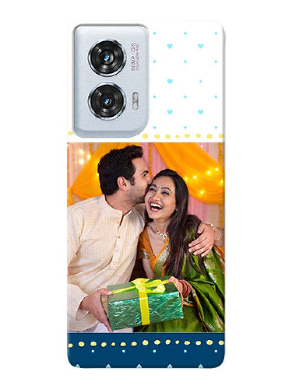 Custom Motorola Edge 50 Fusion Custom Hard Phone Case - White And Blue Abstract Design