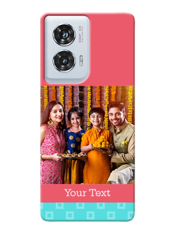 Custom Motorola Edge 50 Fusion Custom Hard Phone Case - Peach & Blue Color Design