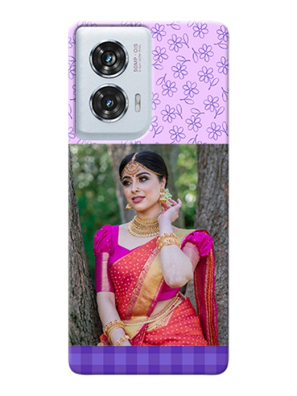 Custom Motorola Edge 50 Fusion Custom Hard Phone Case - Purple Floral Design