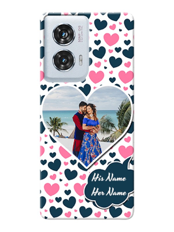 Custom Motorola Edge 50 Fusion Custom Hard Phone Case - Pink & Blue Heart Design