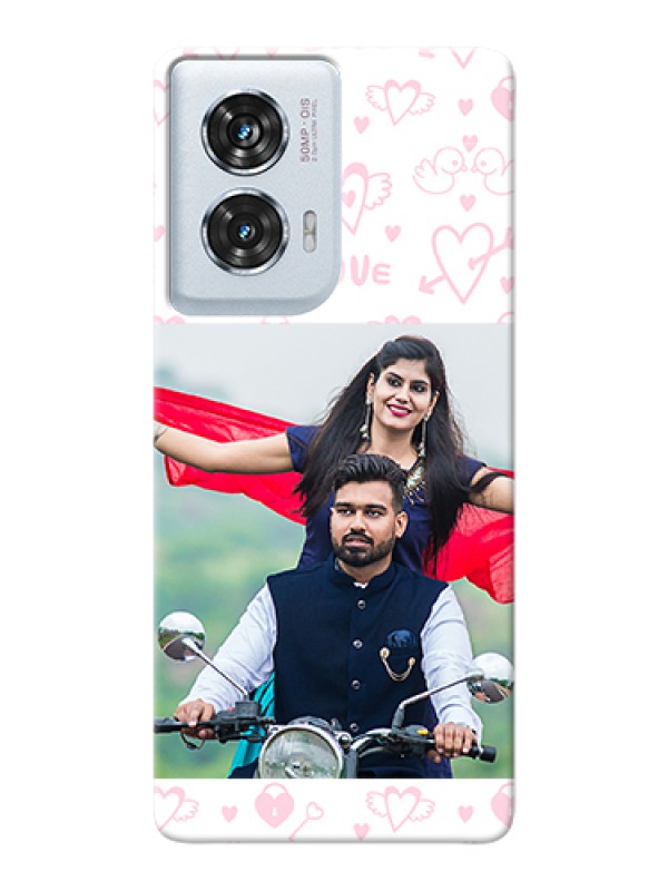 Custom Motorola Edge 50 Fusion Custom Hard Phone Case - Pink Flying Heart Design